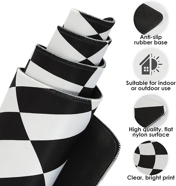 3D Optical Illusion Rug - Vortex Illusion Floor Mat for Door Entrance, Bathroom, Stairs, playroom, Living Room, or Area (Black and White, 42 x 28 Inch)
