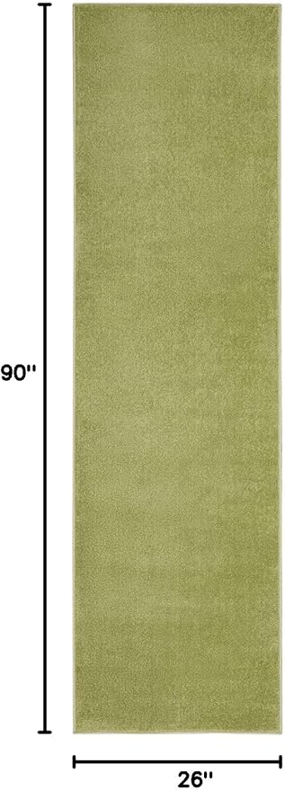 Nourison Essentials Indoor/Outdoor Green 2'2" x 7'6" Area Rug, Easy Cleaning, Non Shedding, Bed Room, Living Room, Dining Room, Backyard, Deck, Patio (2x8)