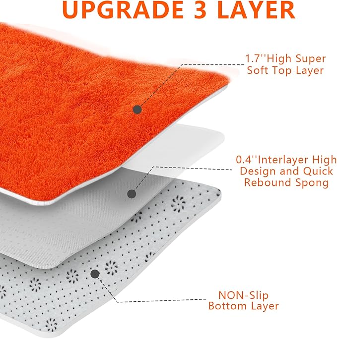 Shag Area Rugs for Bedroom Living Room,6X9 Ultra Soft Fluffy Area Rugs for Dorm, Indoor Carpet Nursery Rugs for Kids Room Home Decor,Orange