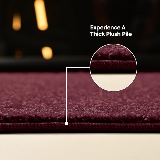 Furnish my Place Modern Plush Solid Color Rug - Cranberry, 8' Hexagon, Pet and Kids Friendly Rug. Made in USA, Area Rugs Great for Kids, Pets, Event, Wedding, Living Room