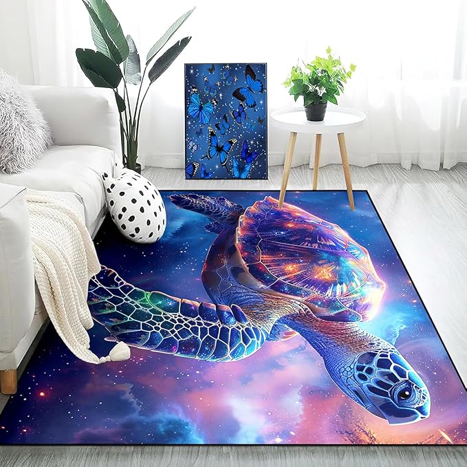 Sea Turtles Area Rugs - Sea Turtle Rugs for Bedroom Ocean Theme Rugs Ocean Animal Room Decor, 4'×5'