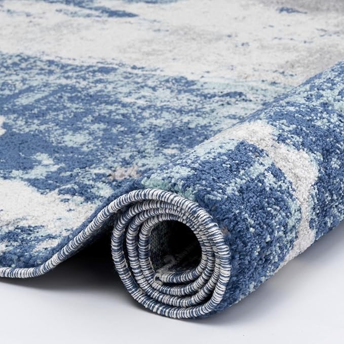LUXE WEAVERS Euston Collection D.Blue-L.Blue 5x7 Modern Abstract Area Rug