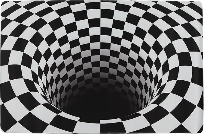 3D Optical Illusion Rug - Vortex Illusion Floor Mat for Door Entrance, Bathroom, Stairs, playroom, Living Room, or Area (Black and White, 31.5 x 20 Inch)