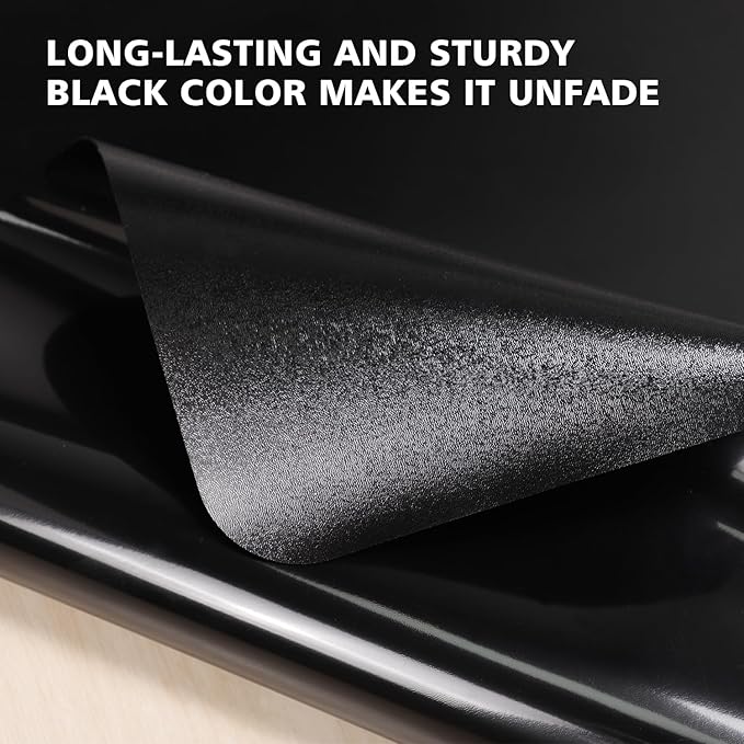 Vinyl Floor Mat for Home, Black Waterproof Area Mat for Under Dining Room Table, Sturdy Plastic Rug Protector for Kitchen, Living Room, Yard, Garage, Large Baby Play Mat (8'×10')