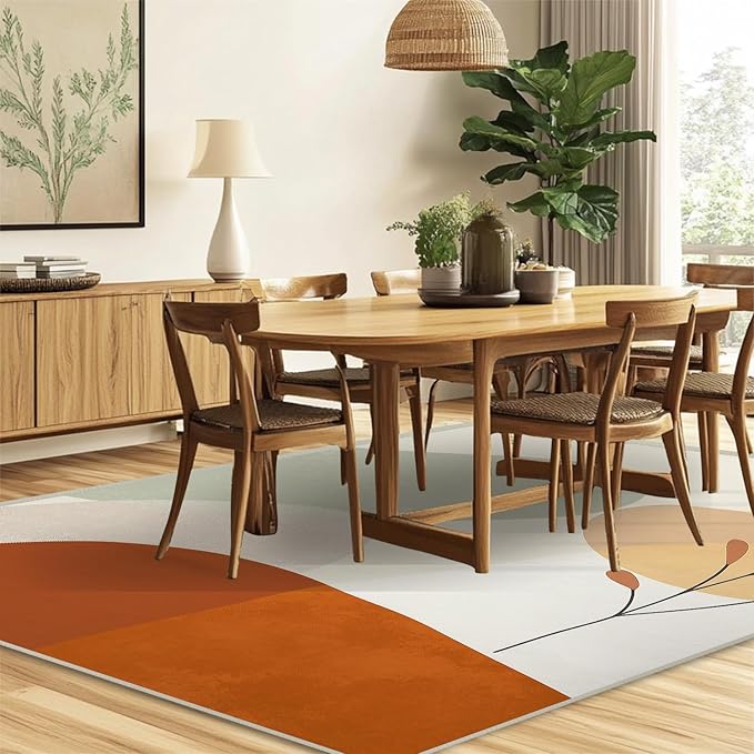 4x6 Area Rugs for Living Room Machine Washable Boho Aesthetic Rug Non Slip Printed Mid Century Geometric Rug Carpet Friendly Modern Rug for Bathroom Bedroom Dining Room Office
