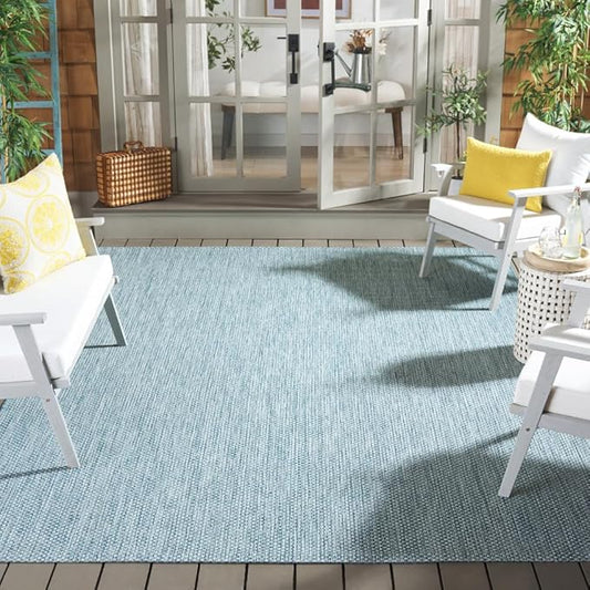 SAFAVIEH Courtyard Collection Area Rug - 10' x 14', Navy & Grey, Non-Shedding & Easy Care, Indoor/Outdoor & Washable-Ideal for Patio, Backyard, Mudroom (CY8521-37121)