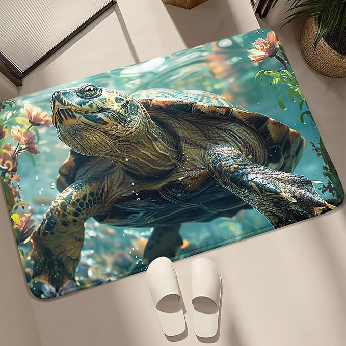 Sea Turtles Rug - Seafloor Turtle Area Rug for Kids 35" L x 23" W Ocean Life Turtles Carpet Rugs for Bedroom Living Room Kids Room Decor Indoor Outdoor