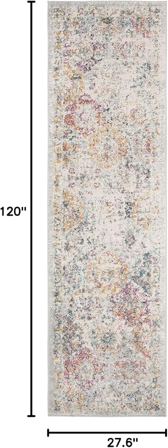 SAFAVIEH Madison Collection Runner Rug - 2'3" x 10', Grey & Gold, Boho Chic Distressed Design, Non-Shedding & Easy Care, Ideal for High Traffic Areas in Living Room, Bedroom (MAD611F)