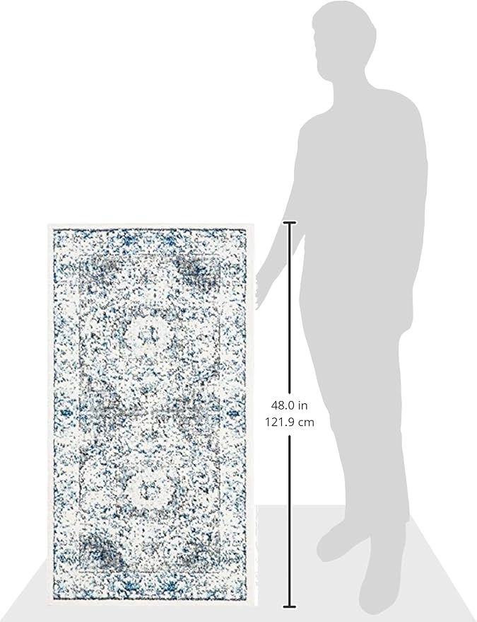Safavieh Evoke Collection 2'2" x 4' Ivory/Grey EVK220D Shabby Chic Oriental Medallion Non-Shedding Living Room Bedroom Accent Rug (Pack of 2)