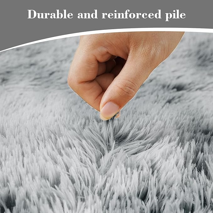 Fluffy Rug Shaggy Area Rug, Mottling Gray 6x9 Area Rugs for Living Room, Large Shag Area Rugs for Bedroom Kids Room Home Decor, Upgrade Anti-Skid Rectangular Fuzzy Rugs