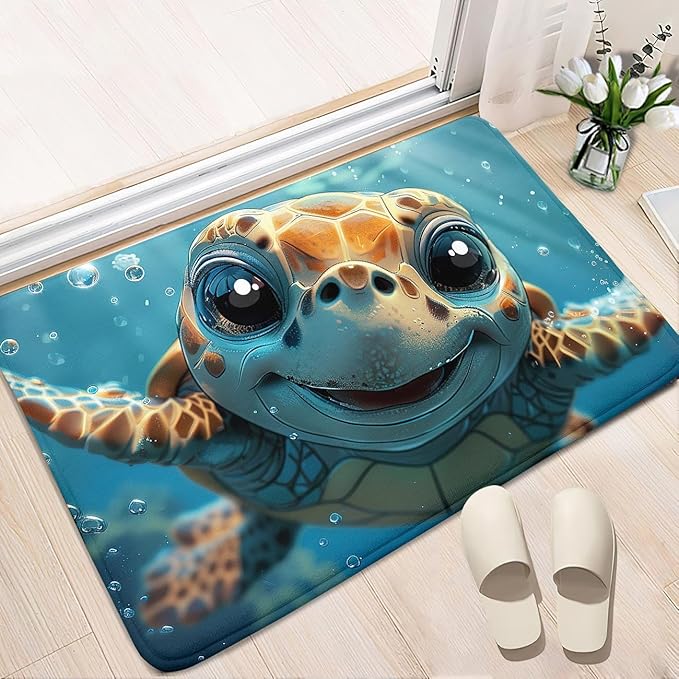 Sea Turtles Area Rug - Sea Turtle Rug for Bedroom Ocean Theme Rugs Coastal Rugs for Bedroom Ocean Animal Room Decor, 35 x 23 Inches