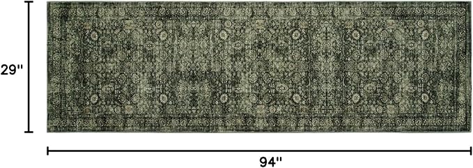 Morebes Washable Dark Green Runner Rug 2x8, Vintage Boho Runners for Hallways Non Slip, Soft Floral Indoor Floor Throw Carpet for Kitchen Laundry Room Bedroom Bathroom Living Entryway