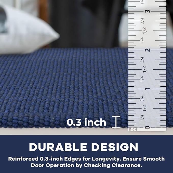 KOZYFLY Washable Runner Rug 2x6 Ft Runners for Hallways Kitchen Runner Rugs with Rubber Backing Braided Cotton Entryway Runner Indoor, Carpet Runners for Hallway Entryway Bedroom, Navy/Dark Navy
