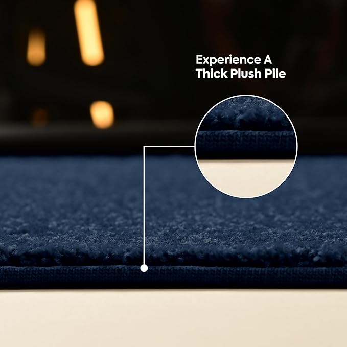 Furnish my Place Modern Indoor/Outdoor Commercial Solid Color Rug - Navy, 3' x 16', Runner, Pet and Kids Friendly Rug. Made in USA, Area Rugs Great for Kids, Pets, Event, Wedding