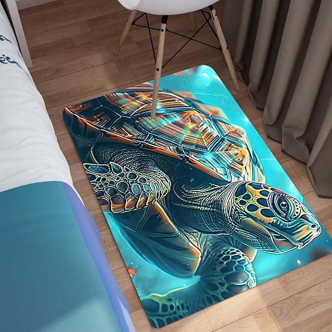 Sea Turtles Rug - Seafloor Turtle Area Rug for Kids Ocean Life Turtles Carpet Rugs for Bedroom Living Room Kids Room Decor, 2x3 Feet
