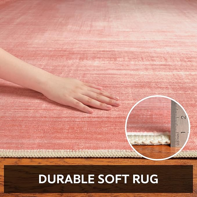 4x6 Pink Area Rugs for Living Room, Machine Washable Non Slip Area Rug Girls Nursery Rug Modern Abstract Indoor Rug Carpet Ultra Soft Rugs for Bedroom Dining Room Playroom Bedside Office