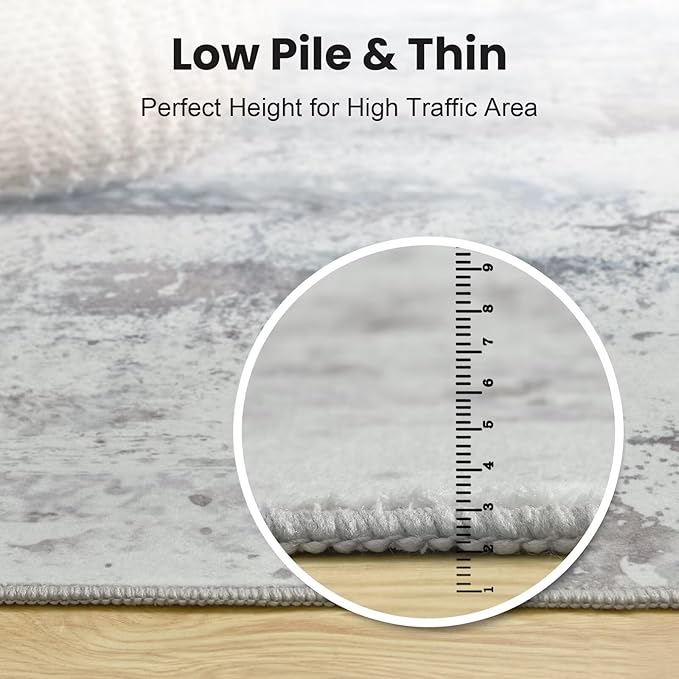 Washable Abstract Rug, 2x3 Small Modern Area Rugs with Non-Slip Rubber Backed for Kitchen, Thin but Soft Throw Carpet Bedroom Entryway Front Door Decor, Black Brown