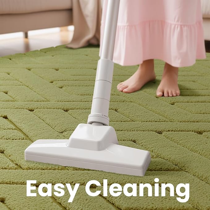 Ultra Soft Green Area Rug for Bedroom, 4x6 Modern Geometric Shag Rugs with Nonslip Backing for Living Room, Washable Fuzzy Carpet for Cozy Kids Room Nursery