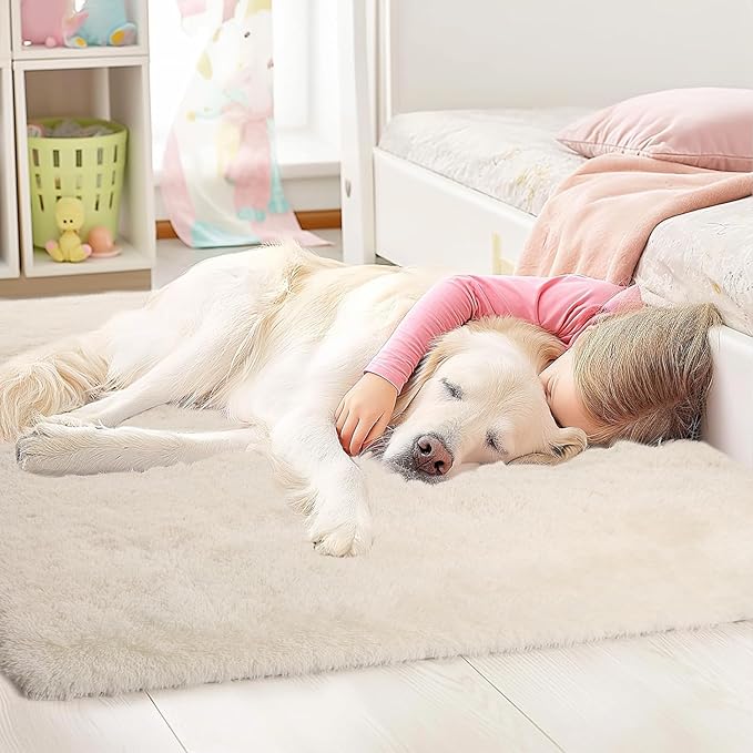 Sour Lemon 10x14 Area Rugs for Bedroom, Fluffy Rugs for Living Room, Large Area Rug Shag Shaggy Carpet Soft Plush Furry Bedside Rug, Machine Washable Area Rugs for Kids Girls Boys Home Decor Anti Slip