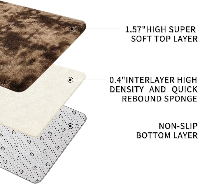 Sour Lemon 6x9 Area Rugs for Bedroom, Living Room Fluffy Rug, Large Area Rug Shag Shaggy Carpet Soft Plush Furry Bedside Rugs, Machine Washable Area Rugs for Kids Girls Boys Home Decor Anti Slip