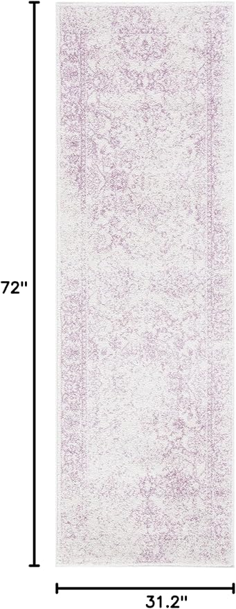 SAFAVIEH Adirondack Collection Runner Rug - 2'6" x 6', Ivory & Lavender, Oriental Distressed Design, Non-Shedding & Easy Care, Ideal for High Traffic Areas in Living Room, Bedroom (ADR109U)