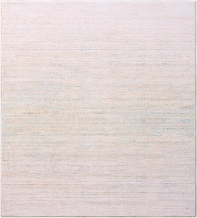 Carvapet Rugs for Living Room, Ombre Beige Modern Low Pile Large Carpet with Rubber Backing, Foldable, Non Slip Machine Washable (10 x 8 Feet Rectangular, Beige Area Rug)