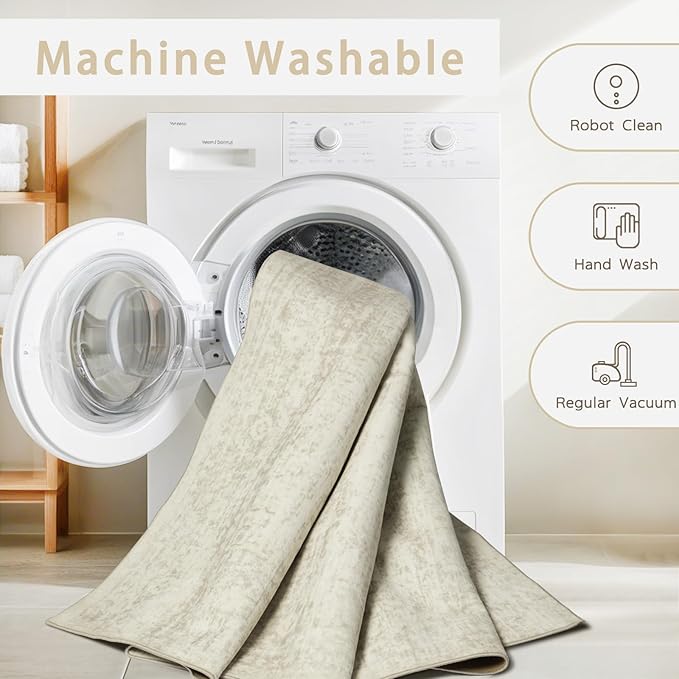 Washable Rugs 3x5 Area Rugs for Living Room,Bedroom- Non Slip Vintage Entryway Rug for Indoor Entry,Kitchen,Bathroom,Kids Girls Room,Home,Office,Ultra Soft Faux Wool Laundry Room Small Carpets