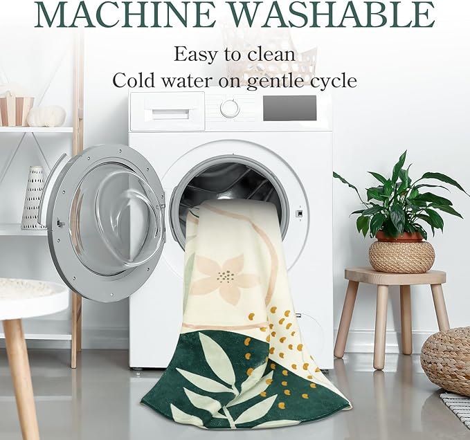 Lahome Green Hallway Runner - 2x6 Washable Kitchen Rug Boho Non-Slip Low-Pile Laundry Room Rug Soft Bathroom Runner Botanical Print Throw Carpet for Entrance Bedroom Living Room