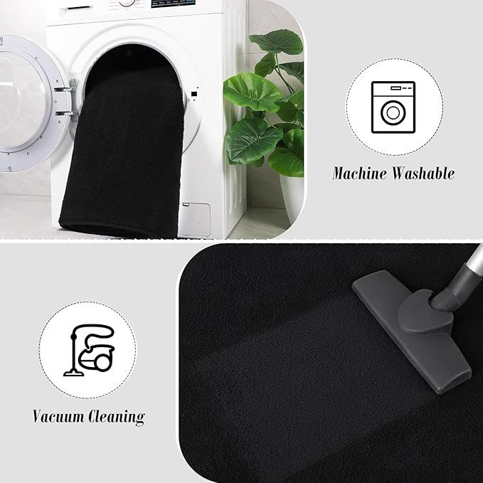 Keeko 2x6 Runner Rug, Black Bedroom Bedside Runner Rug Small Carpet Living Room Area Throw Rugs for Hallway Soft Indoor Memory Foam Rugs for Teen Kids Classroom Nursery Dorm Laundry Room Decor