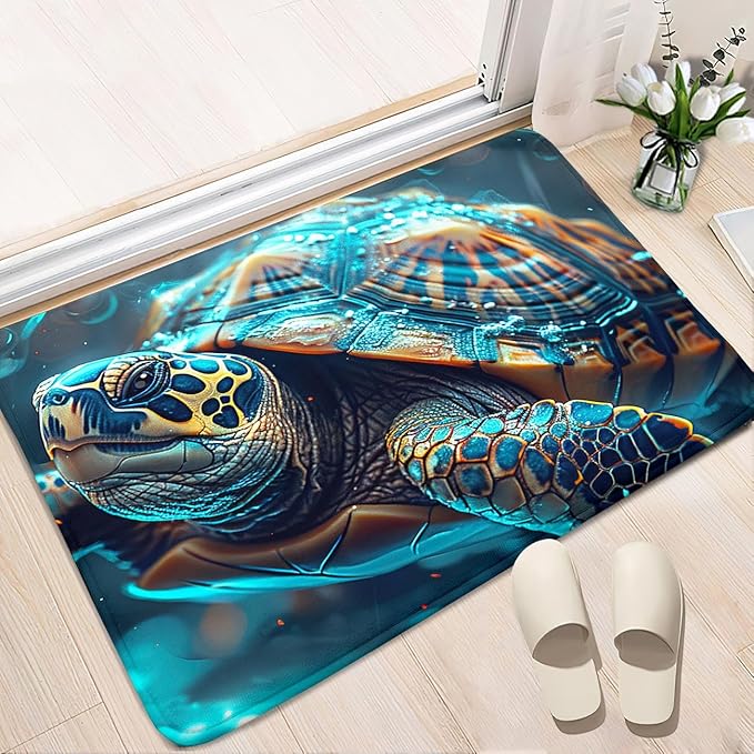 Sea Turtles Rug - Seafloor Turtle Area Rug for Kids Ocean Life Turtles Carpet Rugs for Bedroom Living Room Kids Room Decor, 35 in x 23 in