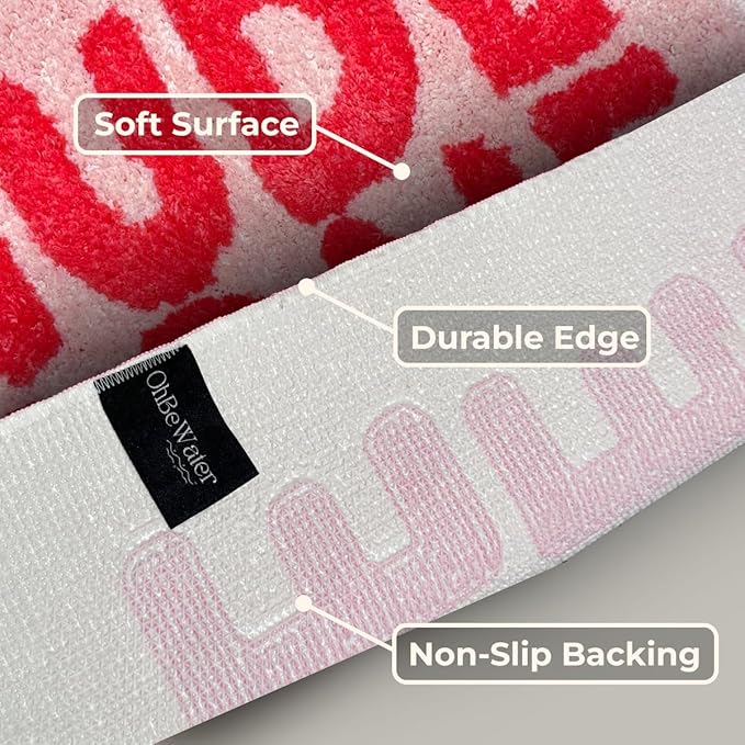 20x31 - Non Slip Bathroom Runner - Absorbent Shower Mat - Quick Dry - Pink Bath Rug