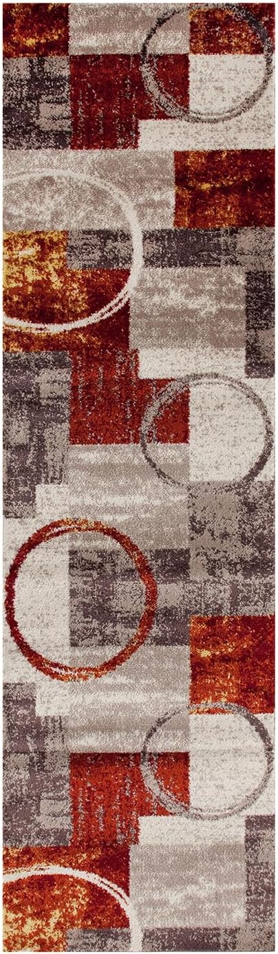 Contemporary Abstract Circle Design Multi Soft 2' x 7'2" Indoor Area Rug Runner