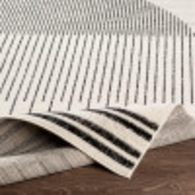 Livabliss Penrod Modern Geometric Area Rug,5'3" Square,Black/Ivory