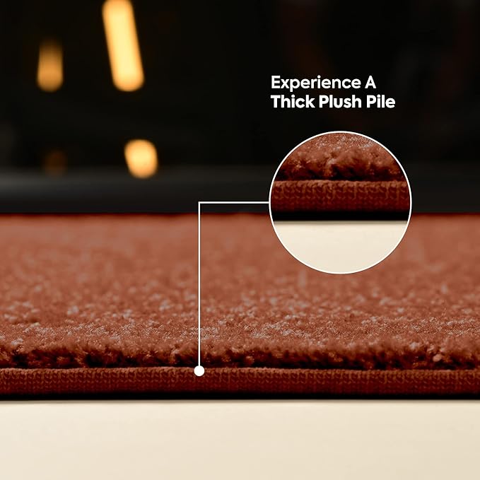 Furnish my Place Modern Plush Solid Color Rug - Rust, 27" x 54" Half Round, Pet and Kids Friendly Rug. Made in USA, Area Rugs Great for Kids, Pets, Event, Wedding, Living Room