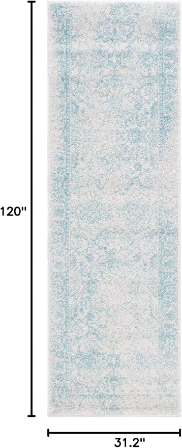 SAFAVIEH Adirondack Collection Runner Rug - 2'6" x 10', Ivory & Light Blue, Oriental Distressed Design, Non-Shedding & Easy Care, Ideal for High Traffic Areas in Living Room, Bedroom (ADR109L)