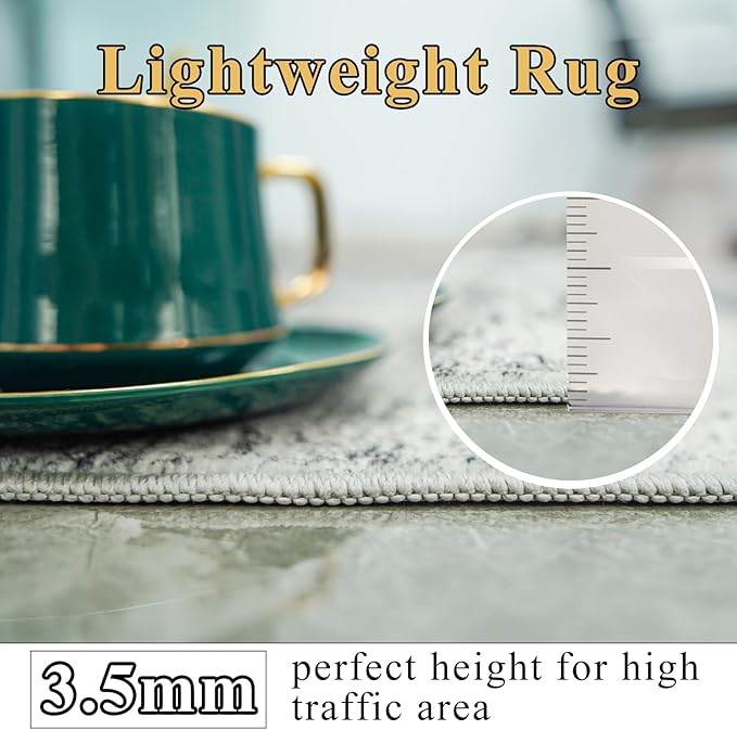 RUUGME Washable Hallway Rug 3x16 - Runner Rug Stain Resistant for Living Room Non Slip Indoor Entryway Rubber Backing Carpet Bedroom Kitchen Distressed Floor Decor Mat Machine Washable 3x16 Black A