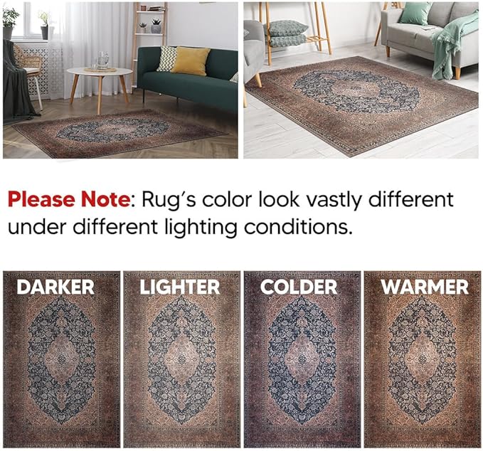 Keen Home Design 2x7 Rug - Machine Washable Runner Rug with Non-Slip Backing, Ideal for Hallway, Entryway, Kitchen, Laundry Room - Vintage, Easy Clean, Durable, Low Pile Rug - (2'6" x 7')