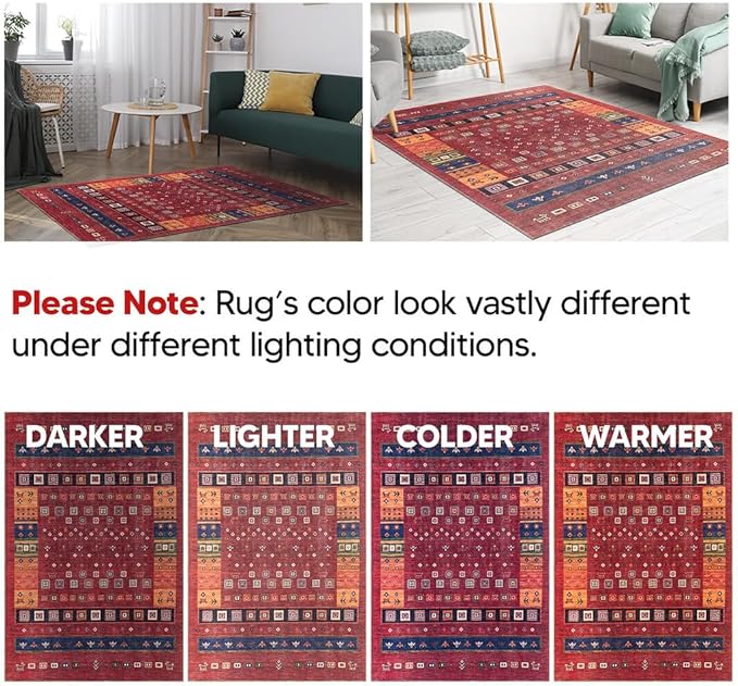 Keen Home Design 2x10 Rug - Machine Washable Runner Rug with Non-Slip Backing, Ideal for Hallway, Entryway, Kitchen, Laundry Room - Vintage, Easy Clean, Durable, Low Pile Rug - (2'6" x 10')