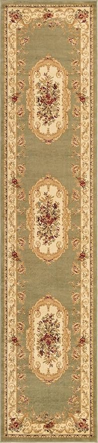 Unique Loom Versailles Collection Traditional Classic Floral Motif Area Rug (2' 7 x 12' 0 Runner, Green/Ivory)