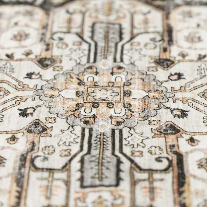 2x6 Hallway Washable Runner Rug - Boho Rugs for Living Room Stain Resistant Carpet Vintage Tribal Rugs for Bedroom Kitchen Non Slip Backing Home Decor Floor Decoration Mat 2X6 Black