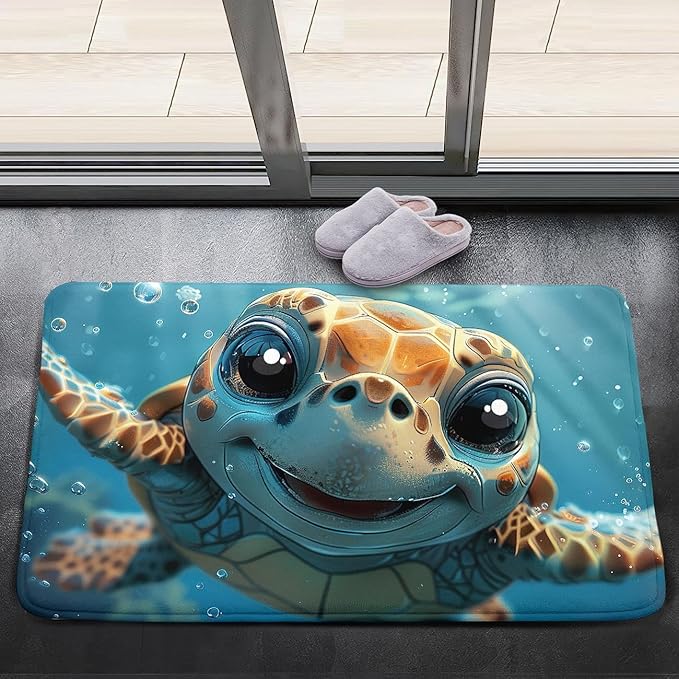 Sea Turtles Area Rug - Sea Turtle Rug for Bedroom Ocean Theme Rugs Coastal Rugs for Bedroom Ocean Animal Room Decor, 35 x 23 Inches