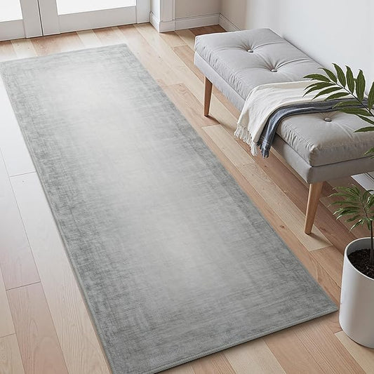 2x6 Runner Rug Machine Washable Non Slip Area Rug Modern Abstract Rug Ultra Soft Floor Runners for Hallways for Entryway Laundry Room Kitchen, Ash Grey