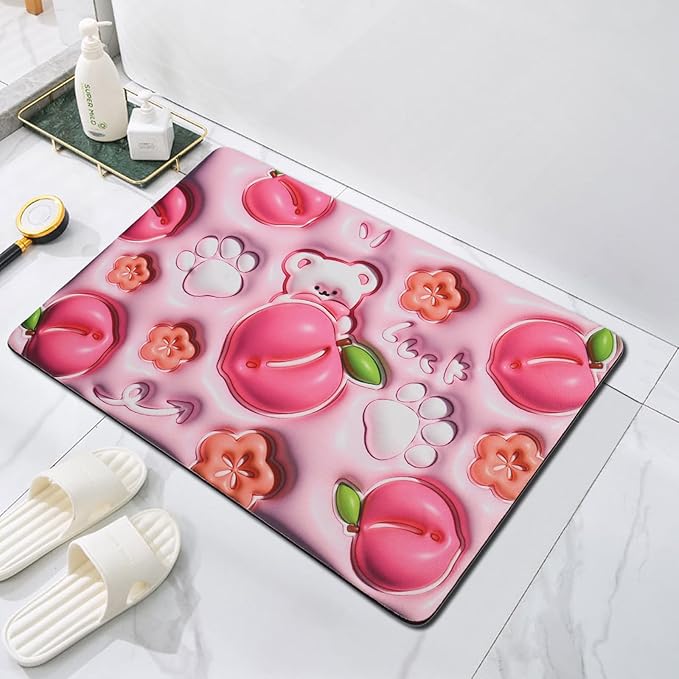 3D Visual Bath Mat, Non Slip Rubber Backed Quick Dry Mat Washable for Outside Bathtub Shower Room 24×16"