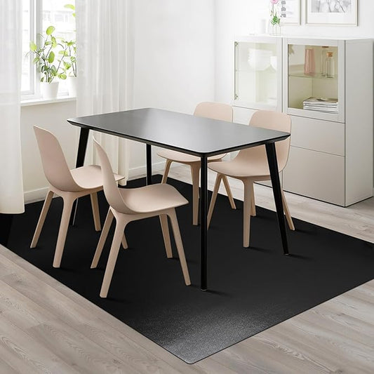 Vinyl Floor Mat for Home, Black Waterproof Area Mat for Under Dining Room Table, Sturdy Plastic Rug Protector for Kitchen, Living Room, Yard, Garage, Large Baby Play Mat (8'×10')
