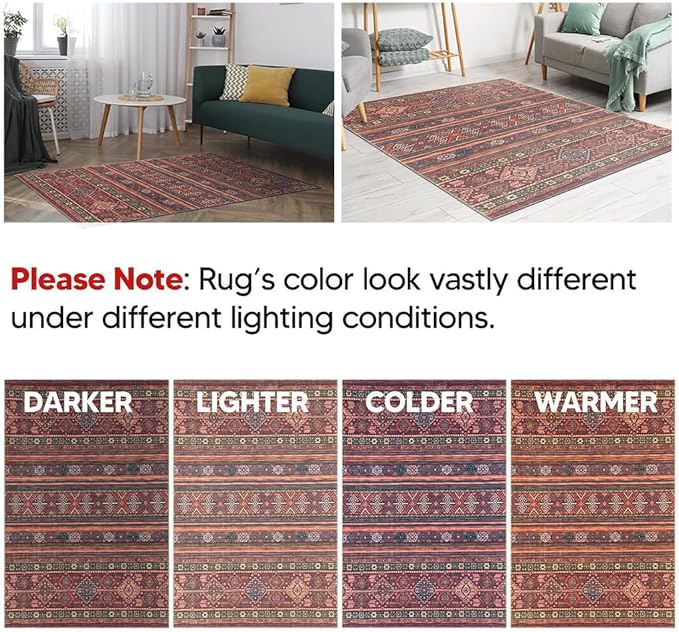 Keen Home Design Machine Washable Area Rugs with Non-Slip Backing, Ideal for Hallway, Living Room, Bedroom, Kitchen and Laundry Room, Vintage Moroccan and Low Pile Rug - (2'6'' x 12'), 233301