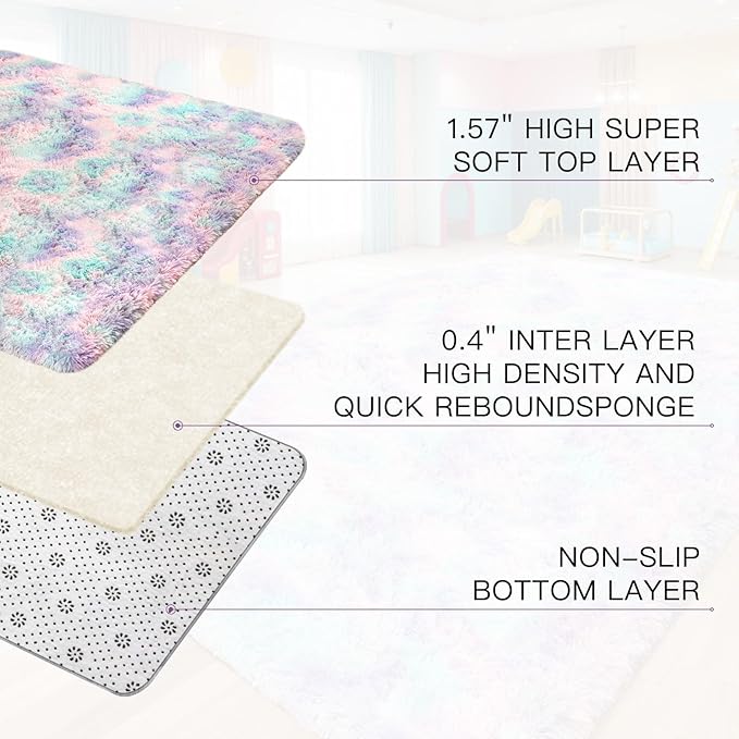 Sour Lemon Area Rugs 9x12 Living Room, Large Area Rug Shag Shaggy Carpet Soft Plush Furry Bedside Rug, Machine Washable Area Rugs for Bedroom Kids Girls Boys Home Decor Anti Slip
