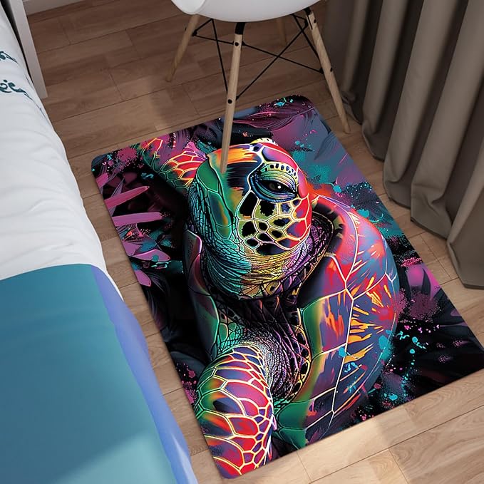 Sea Turtles Rug - Seafloor Turtle Area Rug for Kids Colorful Ocean Life Turtles Carpet Rugs for Bedroom Living Room Kids Room Decor, 35 in x 23 in