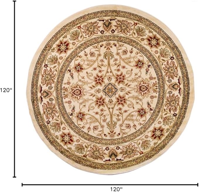 SAFAVIEH Lyndhurst Collection 10' Round Ivory/Ivory LNH212L Traditional Oriental Non-Shedding Living Room Bedroom Area Rug