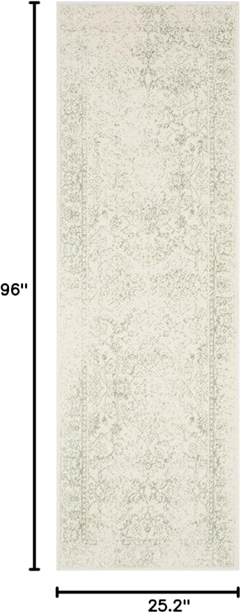 SAFAVIEH Adirondack Collection Runner Rug - 2'1" x 8', Ivory & Sage, Oriental Distressed Design, Non-Shedding & Easy Care, Ideal for High Traffic Areas in Living Room, Bedroom (ADR109V)