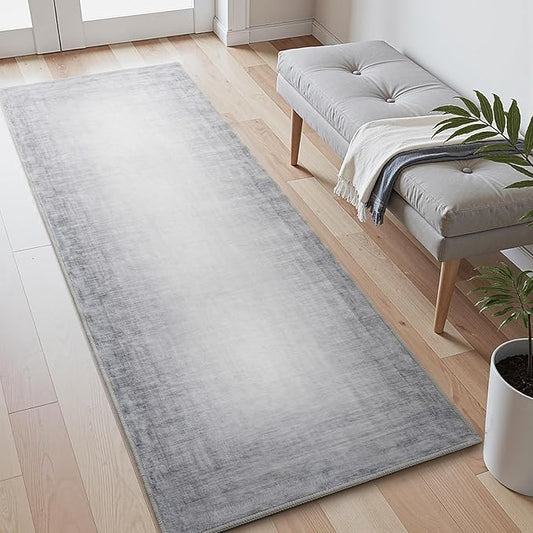 2x8 Runner Rug Machine Washable Non Slip Area Rug Modern Abstract Rug Ultra Soft Floor Runners for Hallways for Entryway Laundry Room Kitchen, Grey